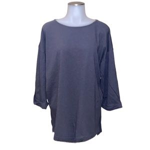 J. Jill Purejill Gray Slub 3/4 Sleeve Top